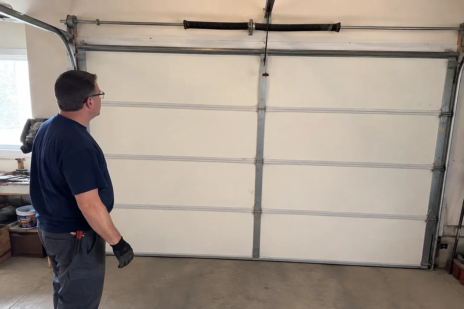 Illustrative garage doors scene; not an actual job — Off-Track Garage Door Reset, Toronto